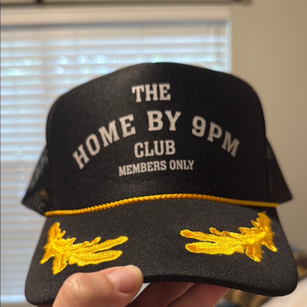 Black and Gold Embroidered Party Cap